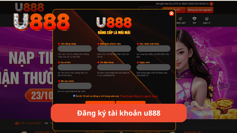 Đăng ký tài khoản u888